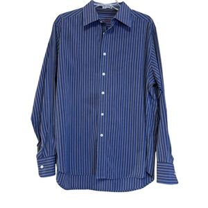 Robert Graham Men’s Blue Striped Flip Cuff Button Down Shirt Size L